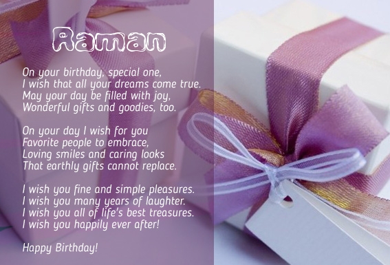 Birthday Poems for Raman