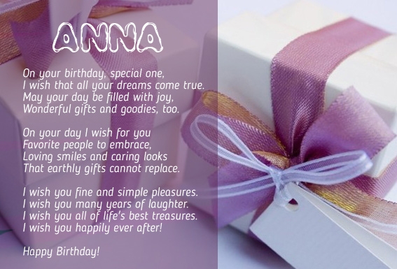 Birthday Poems for ANNA