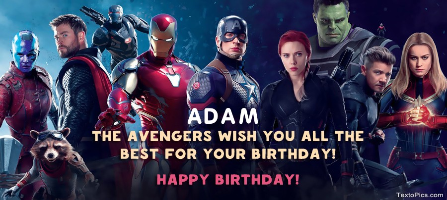 Marvel style Happy Birthday cards Adam