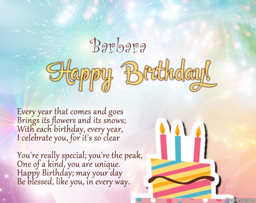 Poems on Birthday for Barbara