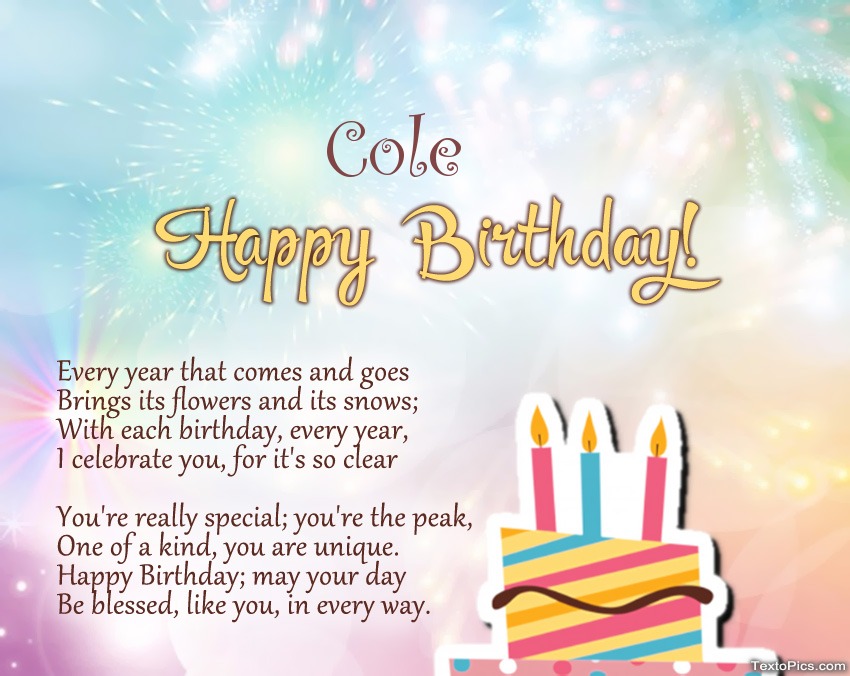 Poems on Birthday for Cole