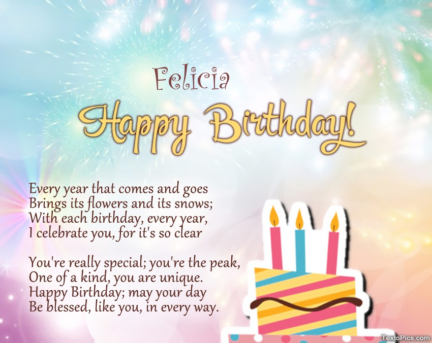 Poems on Birthday for Felicia