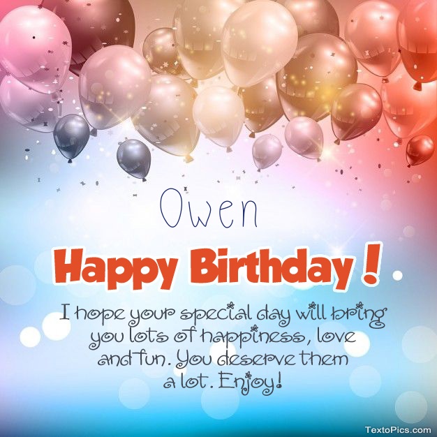 Beautiful pictures for Happy Birthday of Owen.