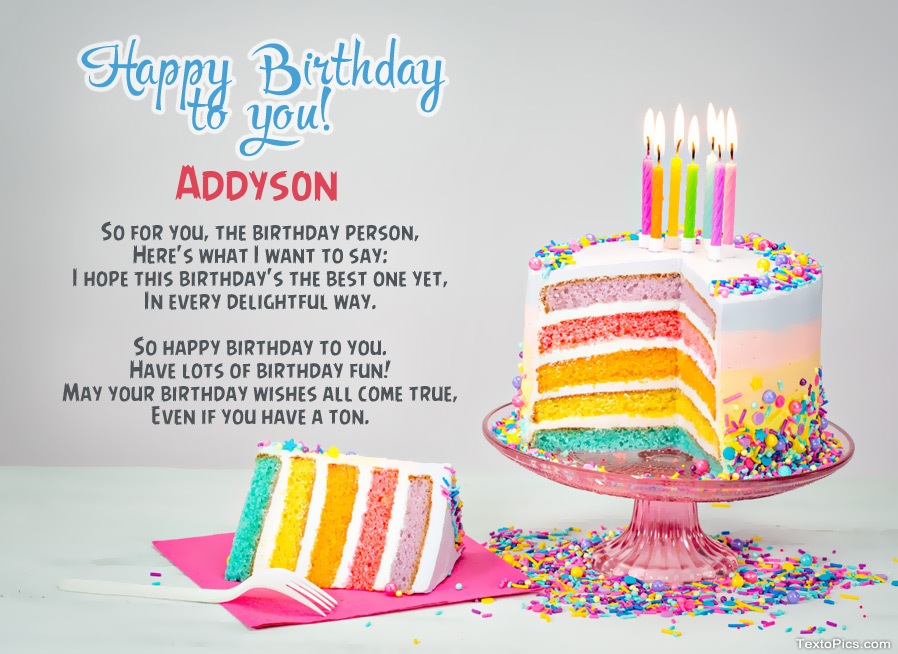 Wishes Addyson for Happy Birthday