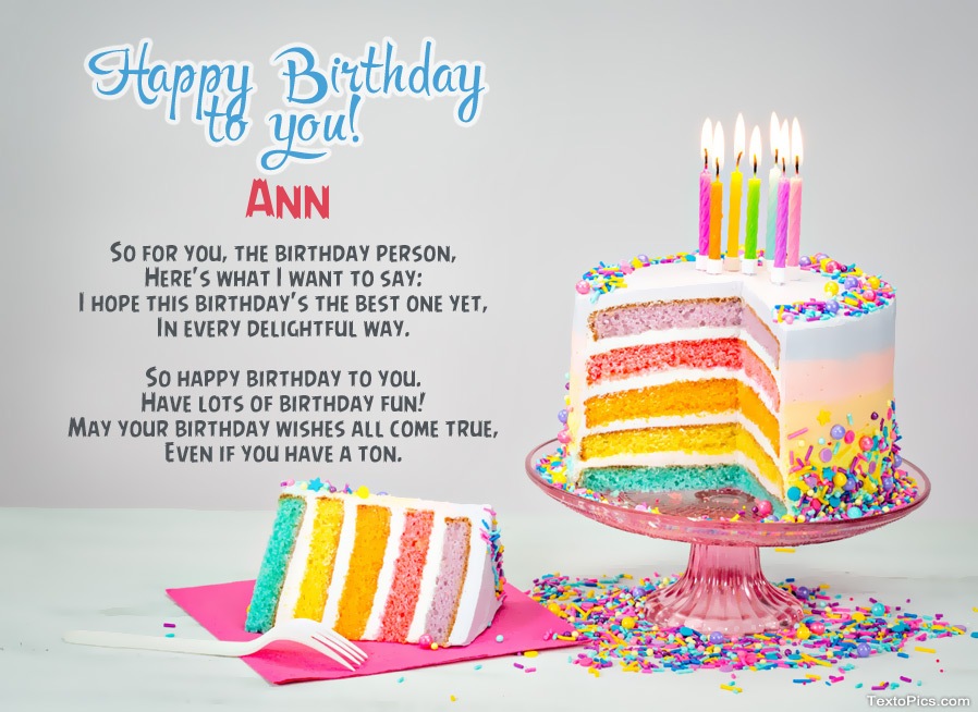 Wishes Ann for Happy Birthday