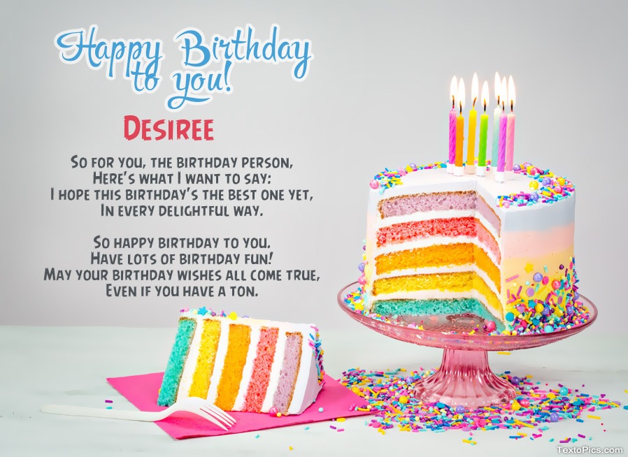 Wishes Desiree for Happy Birthday