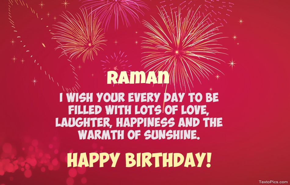 Cool congratulations for Happy Birthday of Raman