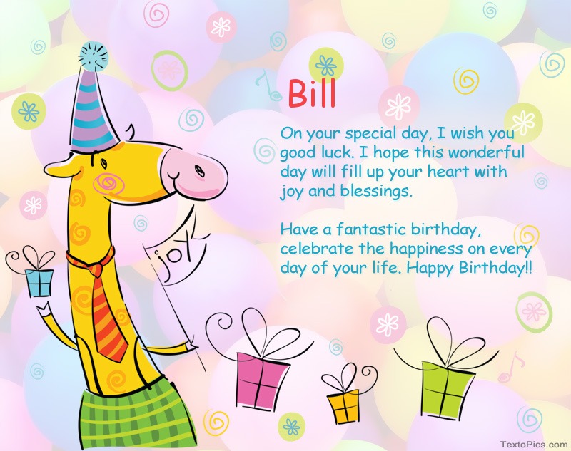 Funny Happy Birthday cards for Bill
