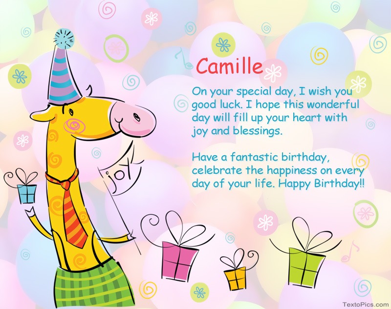 Funny Happy Birthday cards for Camille