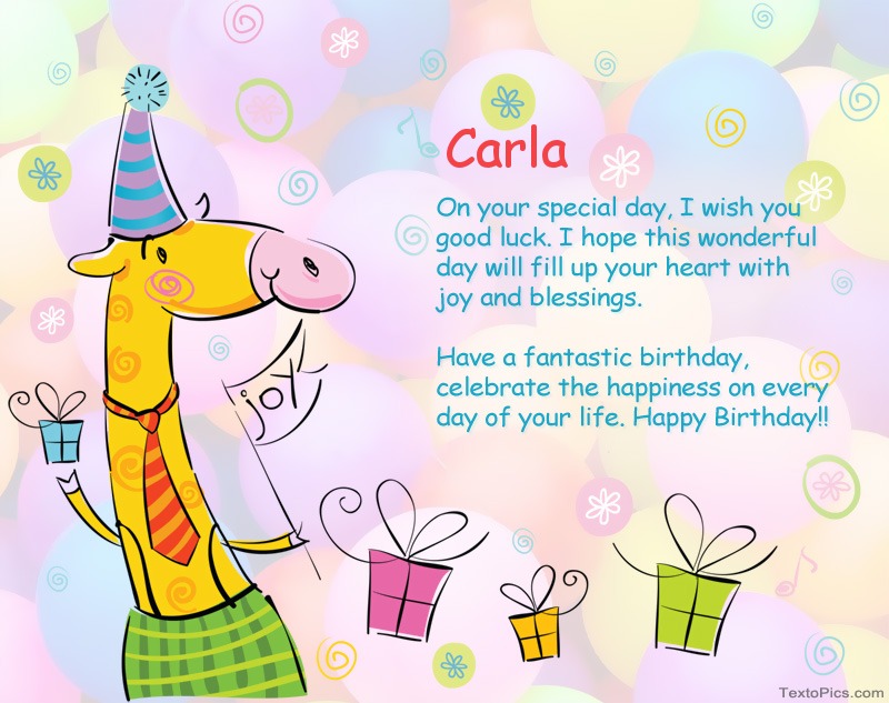 Funny Happy Birthday cards for Carla