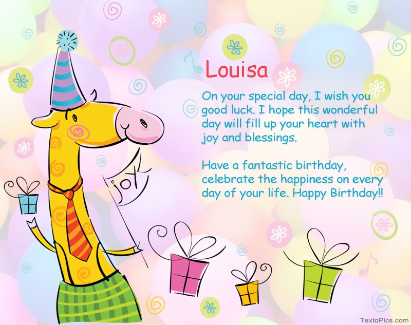 Funny Happy Birthday cards for Louisa