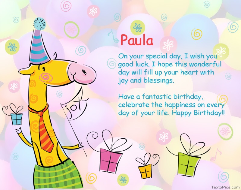 Funny Happy Birthday cards for Paula