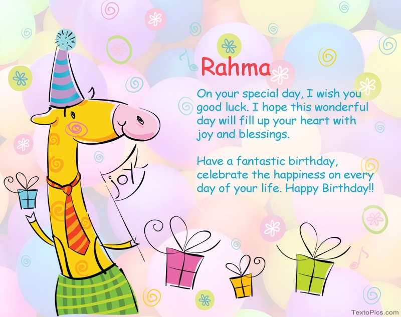 Funny Happy Birthday cards for Rahma