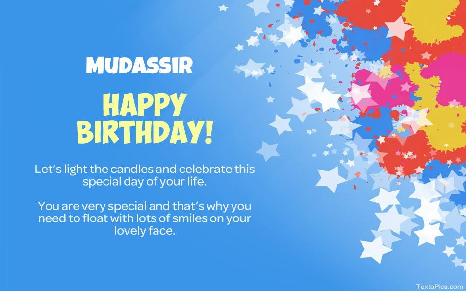Beautiful Happy Birthday cards for Mudassir