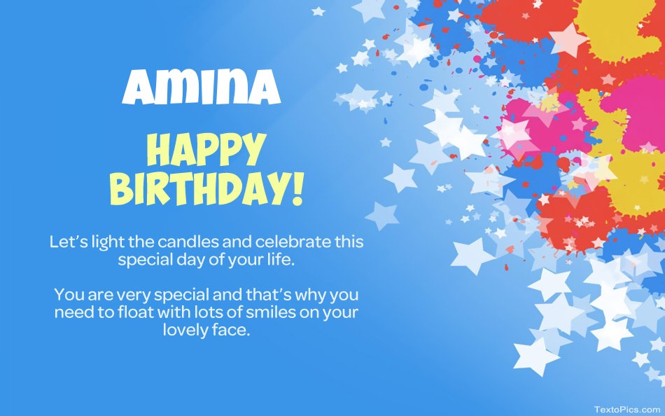 Beautiful Happy Birthday cards for Amina