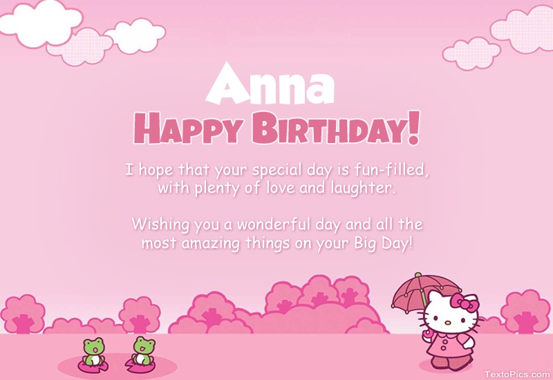 Children's congratulations for Happy Birthday of Anna