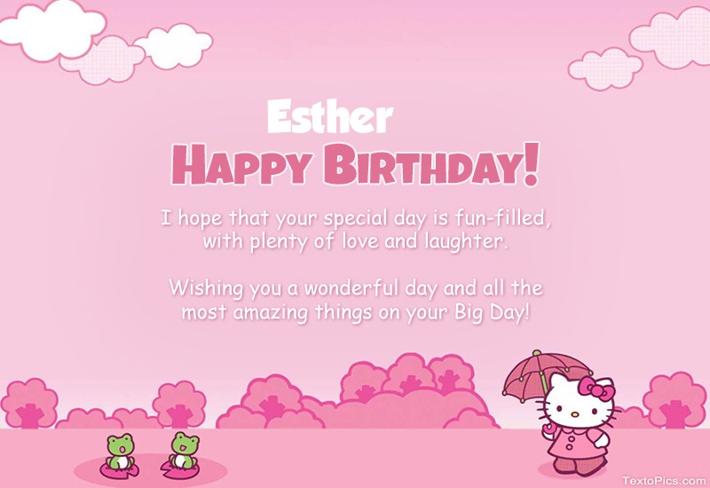 Children's congratulations for Happy Birthday of Esther
