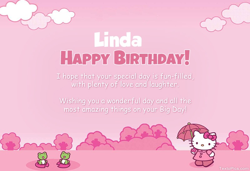 Children's congratulations for Happy Birthday of Linda