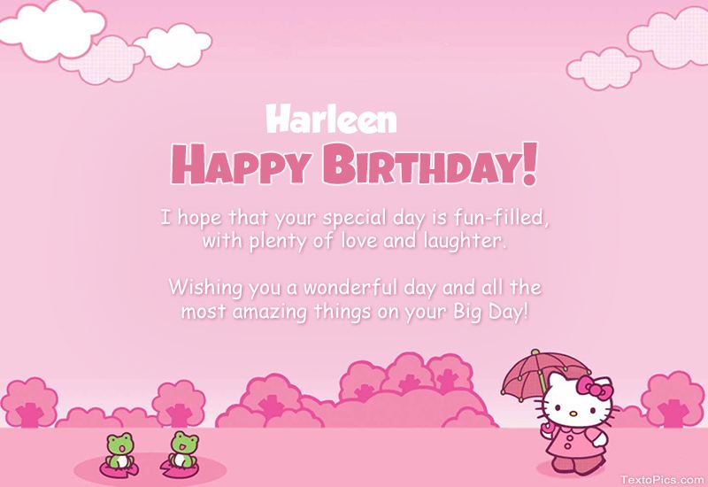 Children's congratulations for Happy Birthday of Harleen