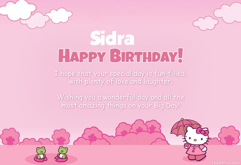 Children's congratulations for Happy Birthday of Sidra