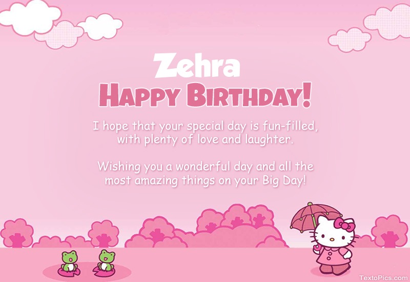 Children's congratulations for Happy Birthday of Zehra